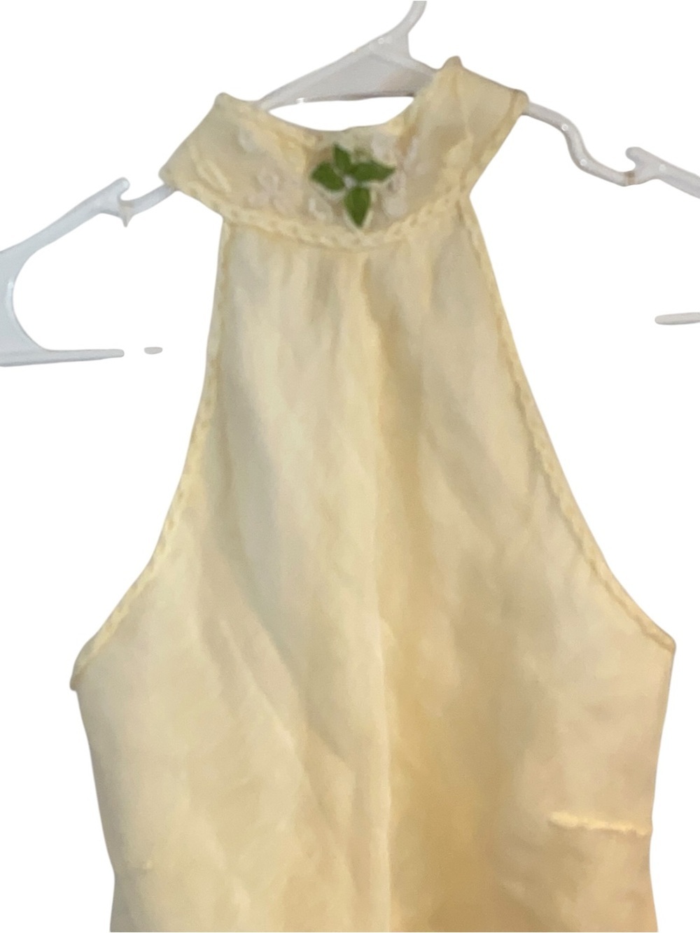 vintage Y2k Max Studio halter mock neck top cream sheer overlay Linen Resortwear - Picture 10 of 16